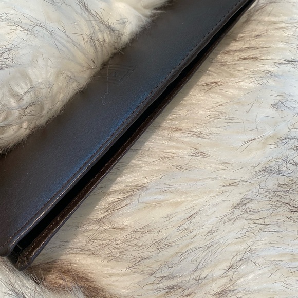 ✔️Christian Dior Vintage Brown Leather Bi-fold Checkbook ID Credit Card  Case - Picture 6 of 13